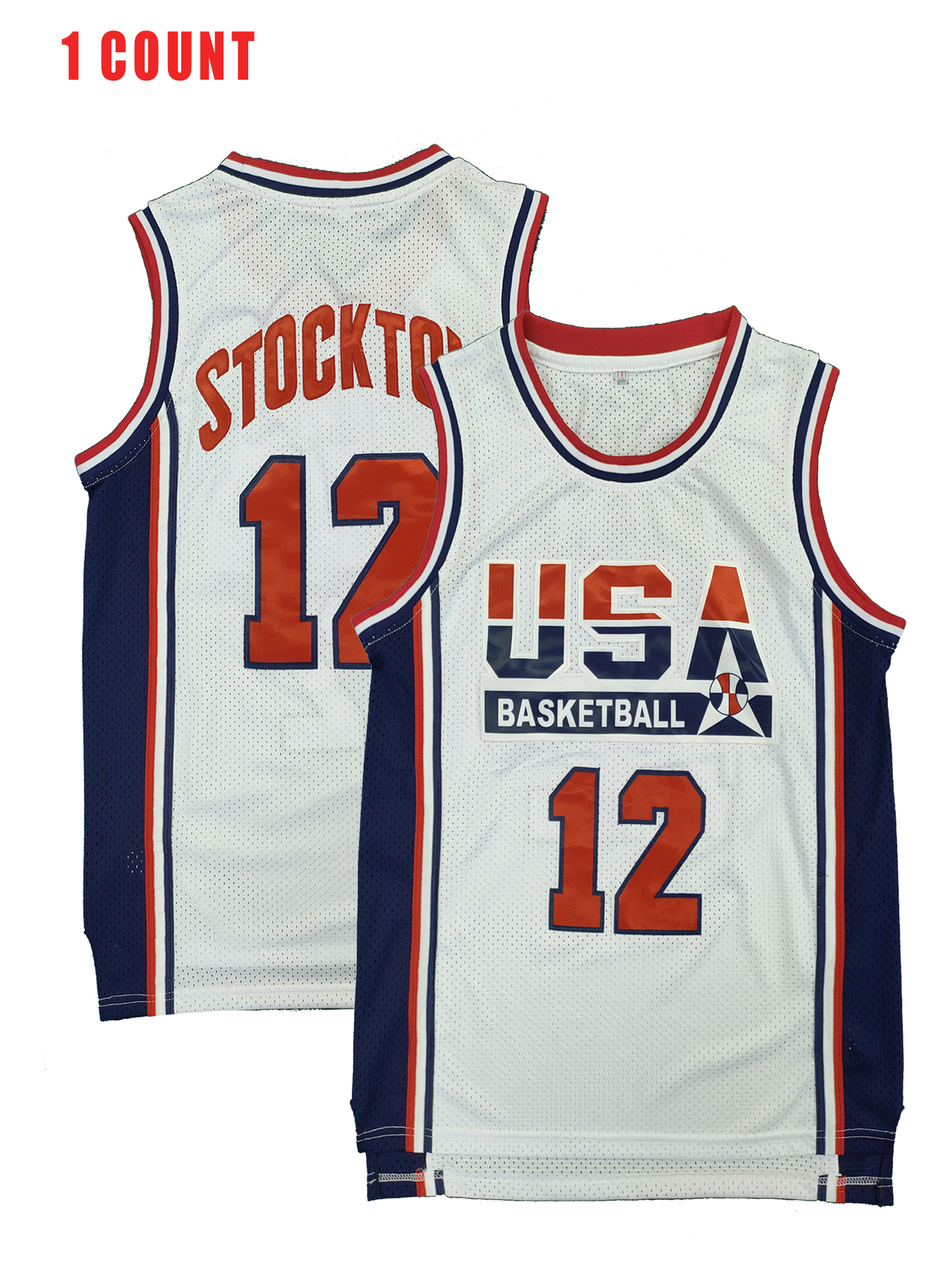 In Stock Basketball Jersey Team Usa 1992 Larry Bird John Stockton Johnson White Navy Gift 100% Stitched Embroidered Retro Classic Sportswear Jersey