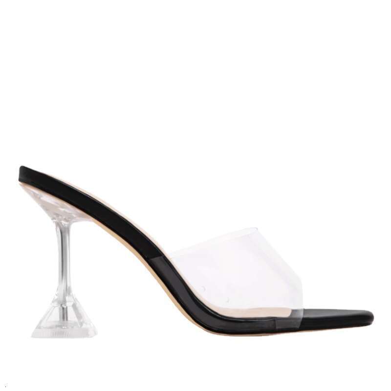35-43 Plus Size Crystal Slippers Women, Available in Designer 6 Colors, One-Strap Transparent Leopard Print High Heel Sandals for Women