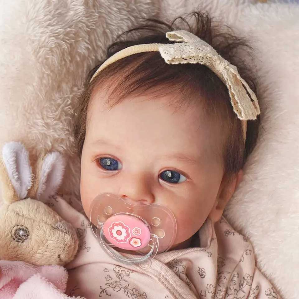 45CM Finished Reborn Dolls Felicia Vinyl Newborn Open Blue Eyes Doll Hand-Rooted Hair 3D Skin Tone Visible Veins Christmas Gift W250818