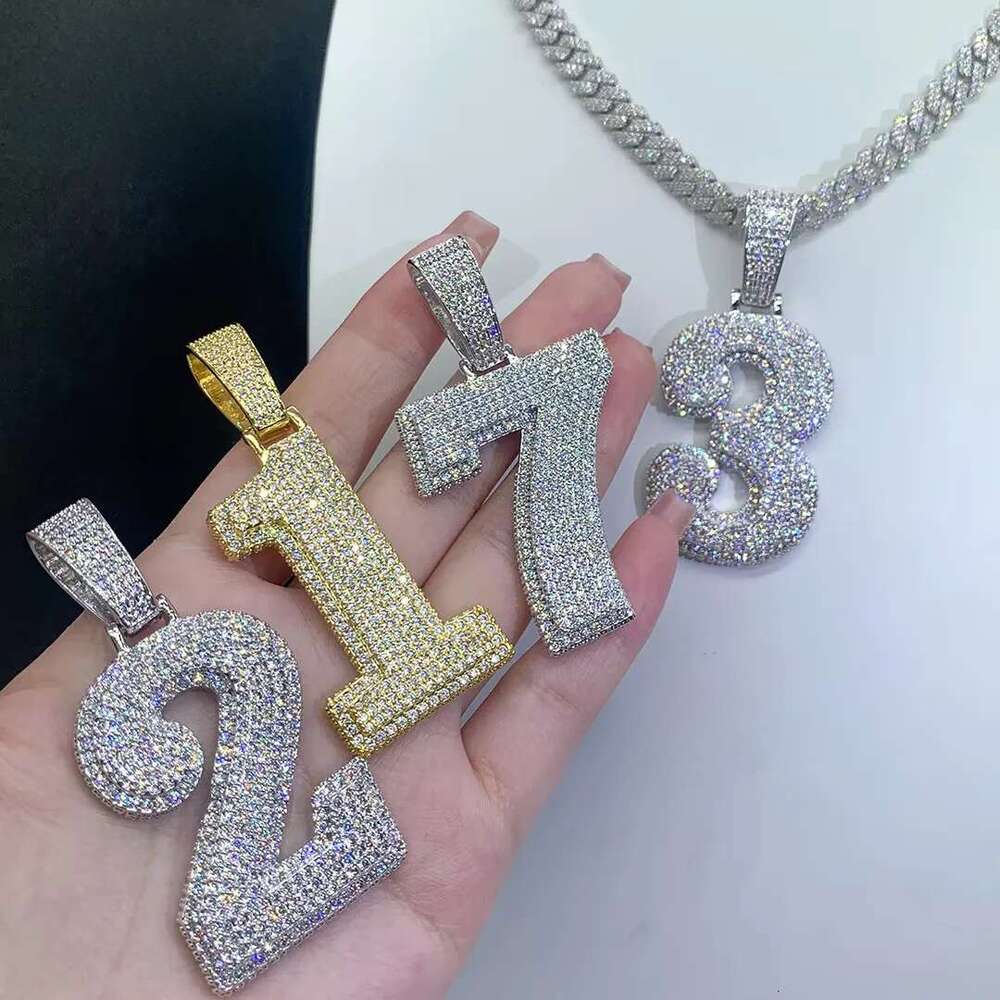 DIY Letter Initial Number Sterling Sier Custom Jewelry Iced Out Rappers Hip Hop Moissanite Pendant