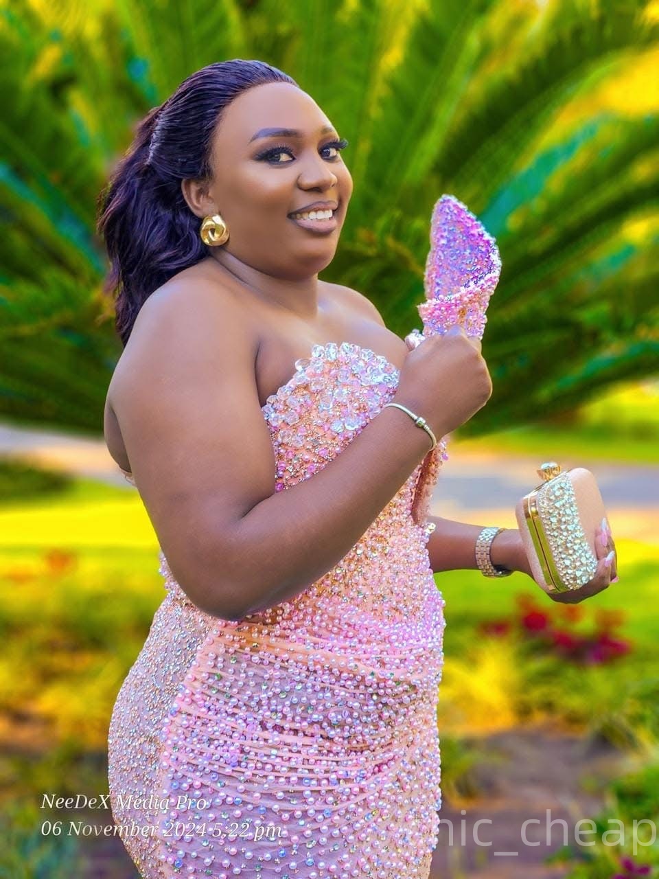 Aso Ebi Pink Mermaid Prom Dresses 2025 Pearls Crystals Stylish Sequined Evening Formal Party Second Birthday Engagement Gowns Plus Size Dress For Spec