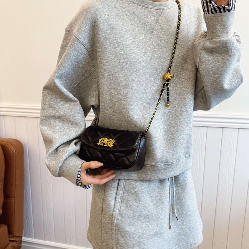 Nanfeng High-End Women's Designer Quilted Gold Ball Bags Chain Small Square Fashion Versatile Shoulder Crossbody Bag