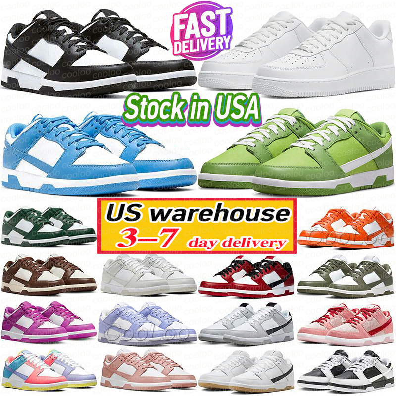 Local Warehouse Men Women Shoes Flat Sneakers Running Shoes Lows Panda White Black GAI Next Nature Grey Fog Triple Pink UNC Stock in USA Dhgate Designer Mens Trainers