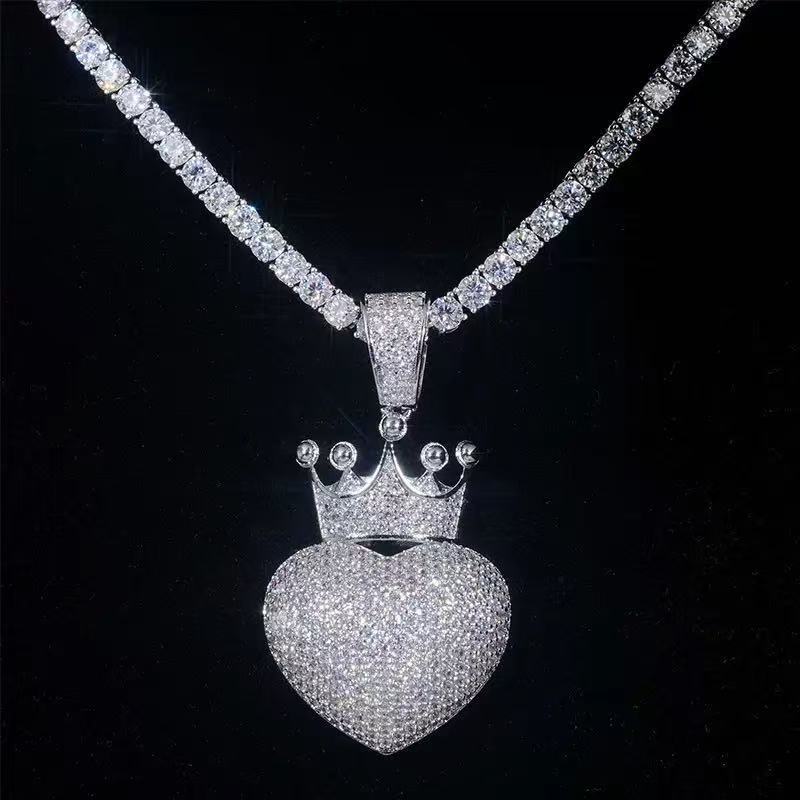 VVS Baguette Round Cut Moissanite Hip Hop Star of David Pendant Full Iced Out 18K Solid Gold Rappers Charm Pendant for Unisex