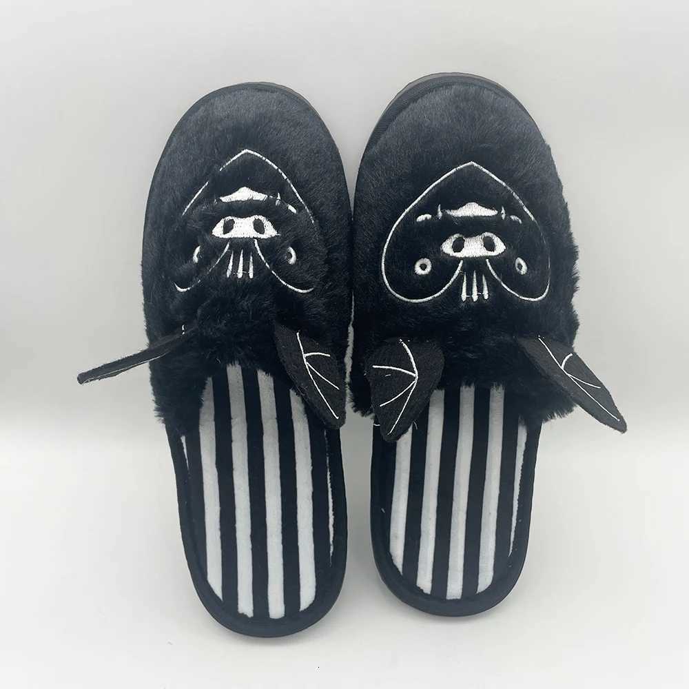 Highland Cow Halloween Bat Plus New Winter Warm Soft House Slippers for Men Indoor He Cotton Shoes for Adults Gift Y250818
