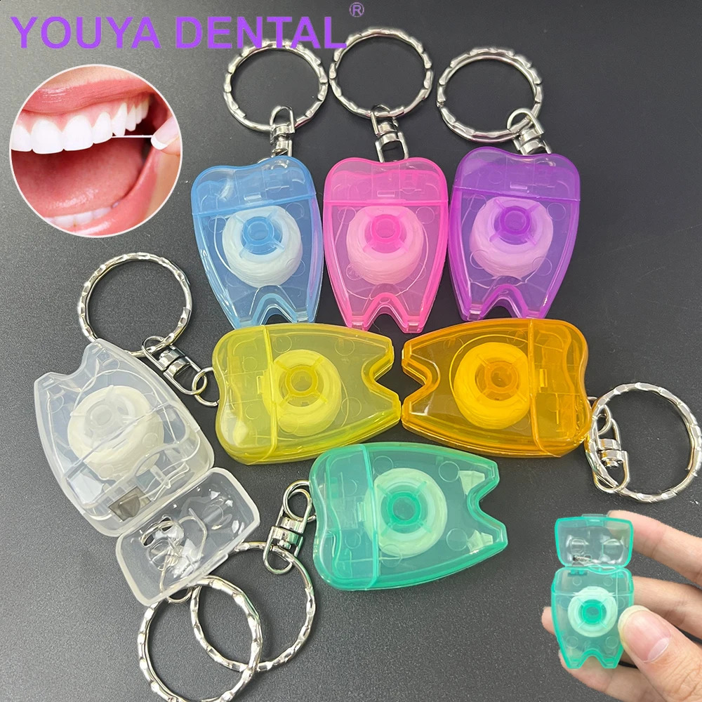 30Pcs 15M Dental Floss Keychain Oral Care Flosser Teeth Cleaning Pick Hygiene Health Clean Wire Portable Dentist Gift 250811