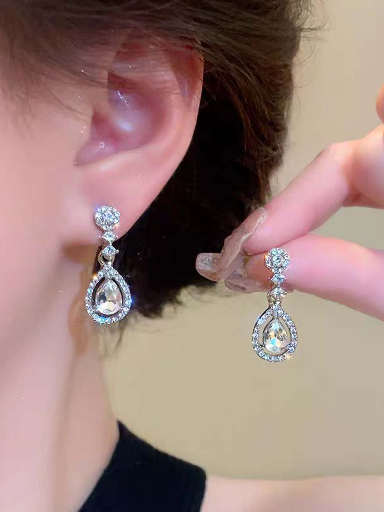 MT 1ct *2 Pear Moissanite Earrings for Women Art Deco Style Pendant Chandelier Bridal and Bridesmaid Wedding 925 Silver Earrings Vintage