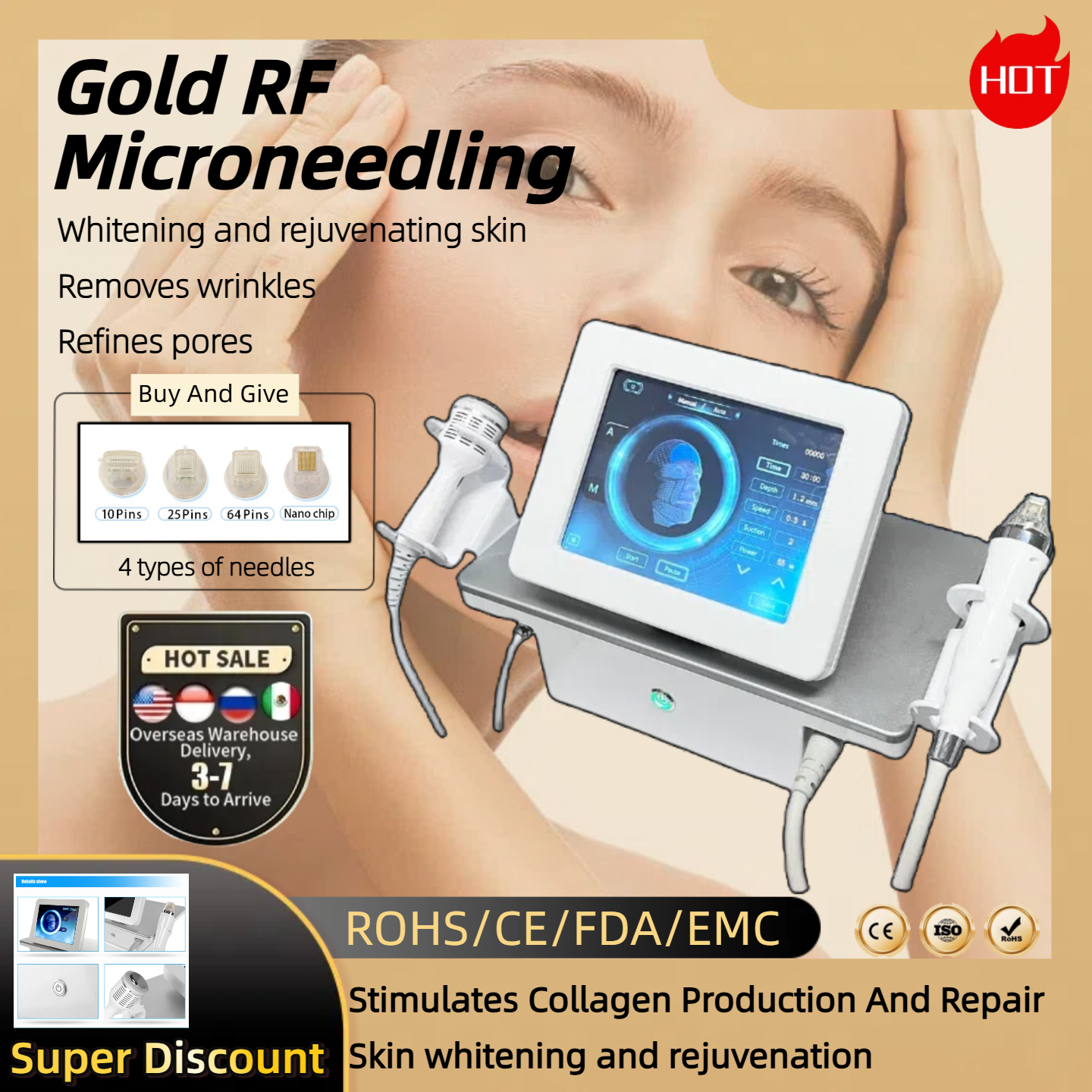New Radiofrequency Microneedling Fractional RF Treatment for Skin Rejuvenation Wrinkle Removal Whitening And Wrinkle Removal To Remove Acne Scars CE/R