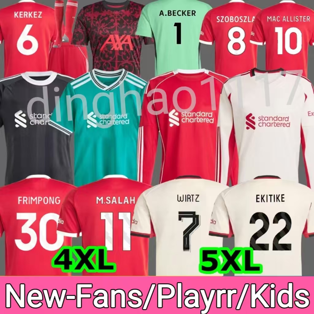 25 26 LFC Wirtz SALAH jersey Ekitike MAC ALLISTER Kerkez GAKPO DARWIN SZOBOSZLAI Jeremie Frimpong Long sleeves soccer jerseys Mens Kids Kit sock Full sets