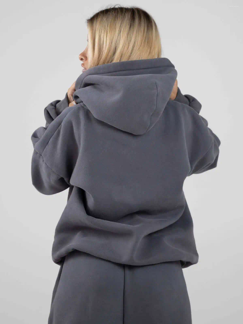 Women's Two Piece Pants Comfrt In Matching Sets Tracksuit Women Hoodies Pullover Solid Pocket Sweatshirts High Waist Pencil Pant Jogger Set