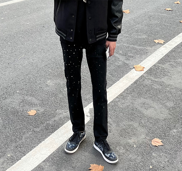 Men's Jeans Drilling Men Sky Is Full Of Stars Pants High Street Slim Straight Denim Trousers Hip-Hop Punk Gothic Vintage Men's Clothing