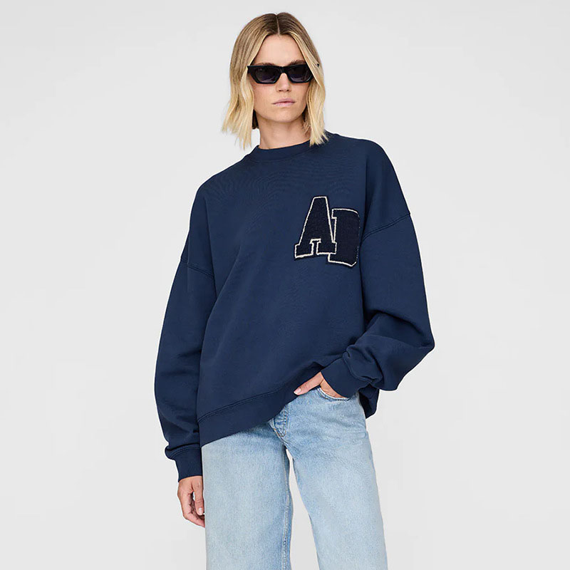 25aw new MILES navy sweatshirts embroideried letters pullover jumpers women parke designers round neck sweaters fashion hoodie