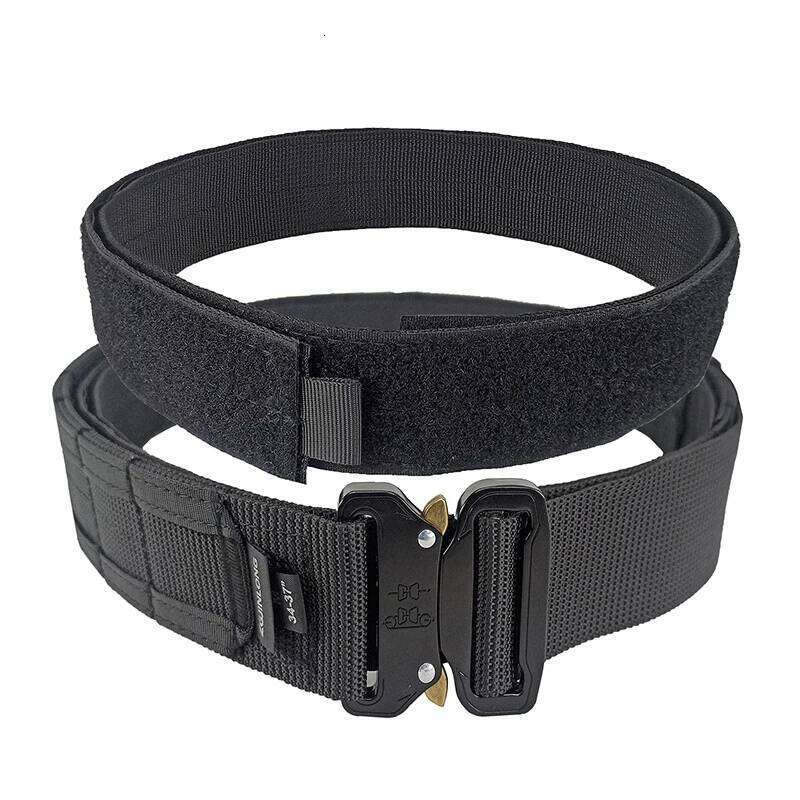 Men Tactical With Inner Metal Buckle Quick Release Laser Cut MOLLE Combat Two In One Battle Belt