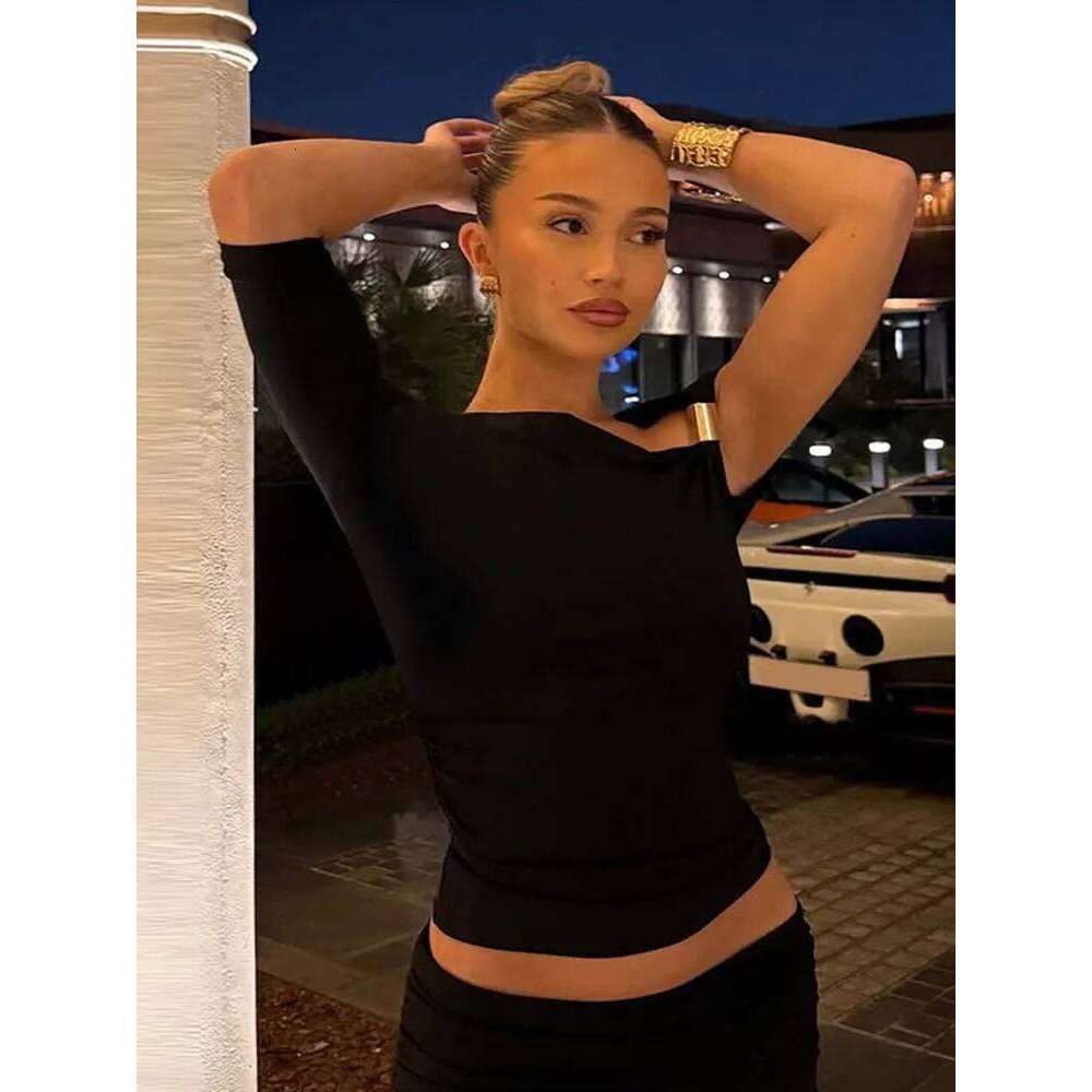 hoodie Women's Top Sexy Metal Knotted Backless One Short Sleeve Irregular Pullover Lady Summer Fashion Chic High Street Outwears jacket