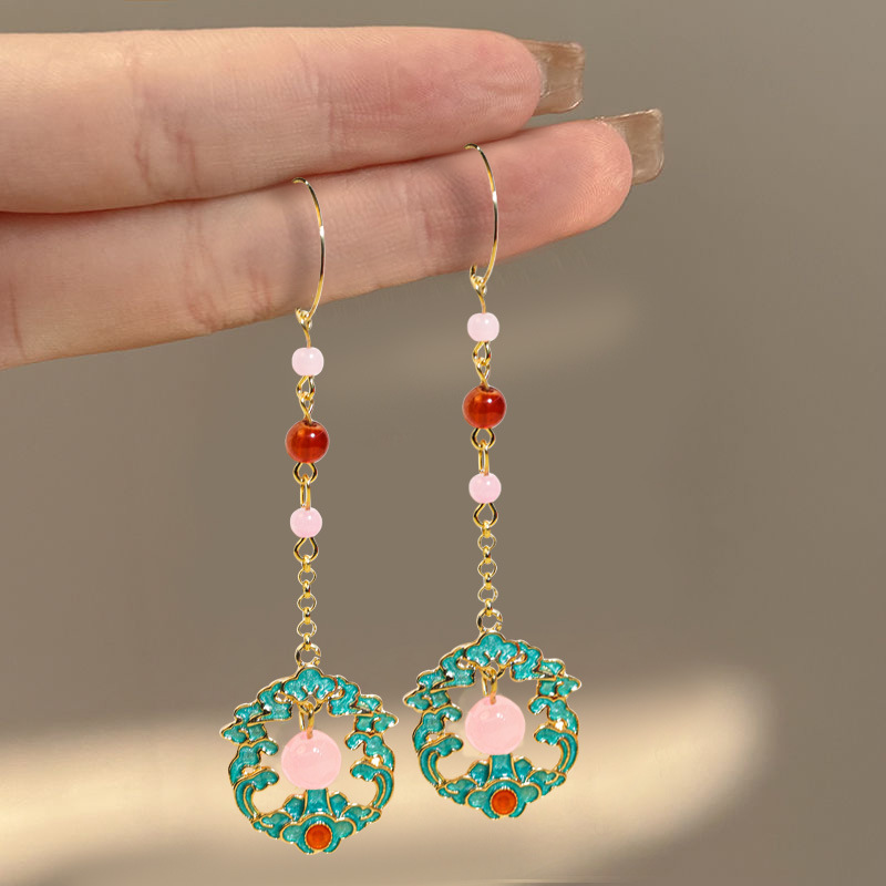 2025 Neo Chinese Wave Filigree Flower Drop Earrings Vintage Luxury Long Dangles for Women Wholesale Premium Oriental Jewelry