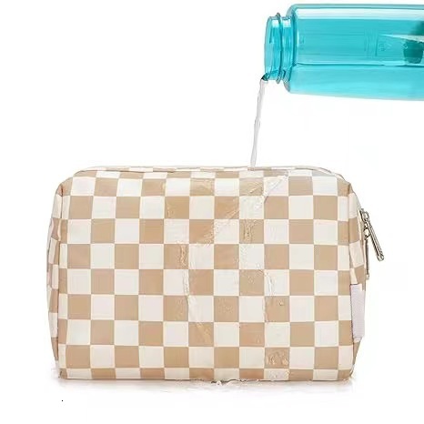 Free shipping designer Hot Selling New Checkerboard PU Makeup Bag Large Capacity Storage Bag Travel Waterproof Toiletry Bag Ins Portable