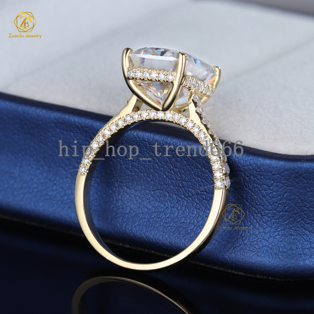 5-ct Radiant Cut Ice Out Diamond VVS Clarity 18K Yellow Gold Wedding Ring Fine Jewelry for Womans Engagement