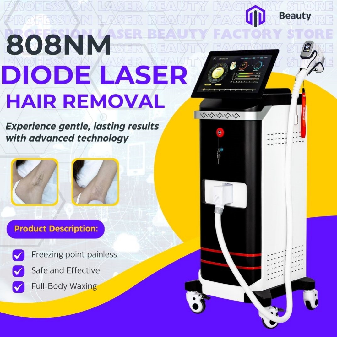 Painless Diode Laser Hair Removal Machine Triple Wavelength 755 808 1064 Professional Beauty Salon Equipment For Permanent Hair Reduction And Skin Rej