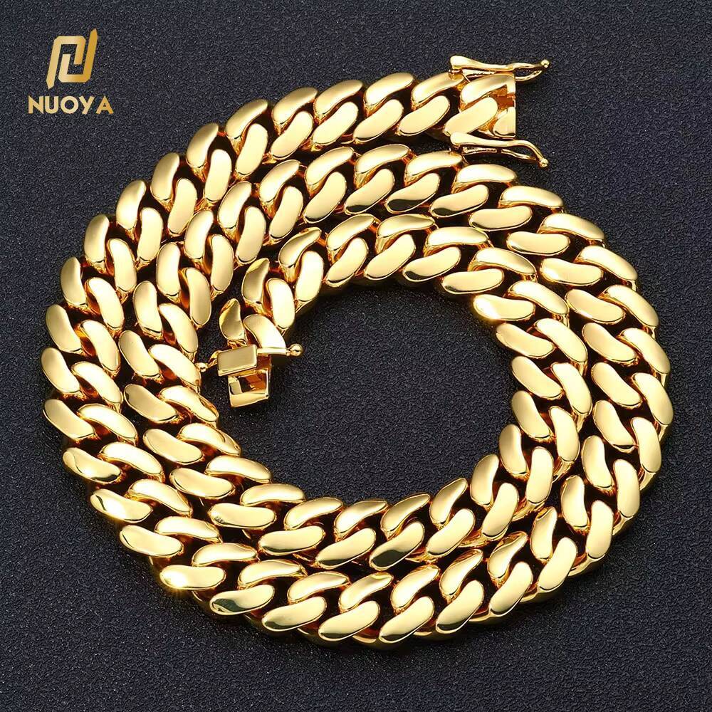 NUOYA Chunky 22mm Miami Cuban Link Chain Necklace for Men 18K Gold Plated High Polishing Hip Hop Jewelry Wholesale Cuban Chains