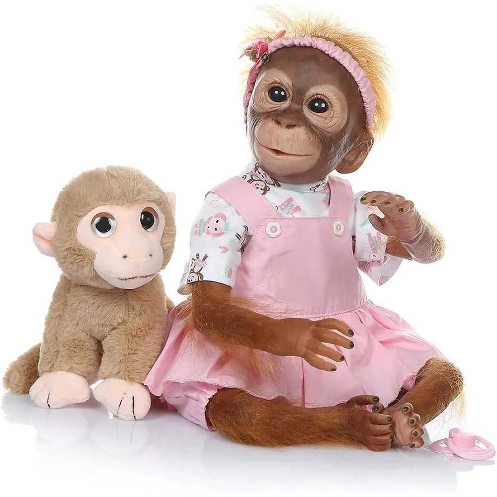 50cm Lifelike Monkey Doll Silicone Vinyl Reborn Baby Ape Newborn Like Real Orangutan Toddler Soft Babies Dolls Kids Toy Z250818