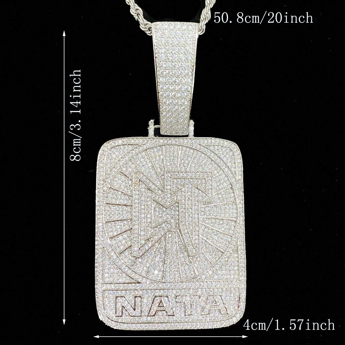 Drip Letter Iced Out CT NATA Necklace Pendant for Men Real Gold Plated Hip Hop Jewelry 241113