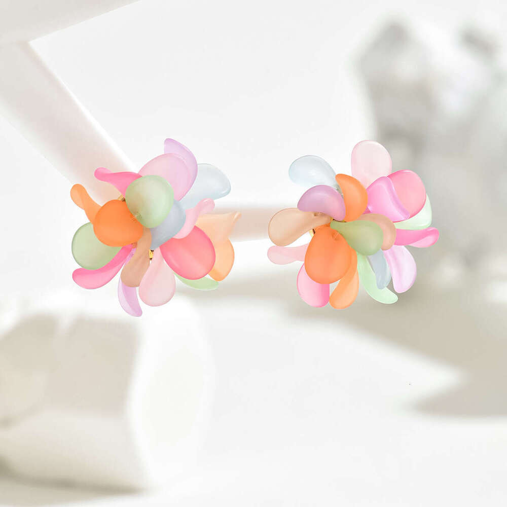 Earrings Ins Simple Design Colorful Petal Acrylic Sweet Forest Style Stud for Daily Wear Special Occasion High Quality Texture