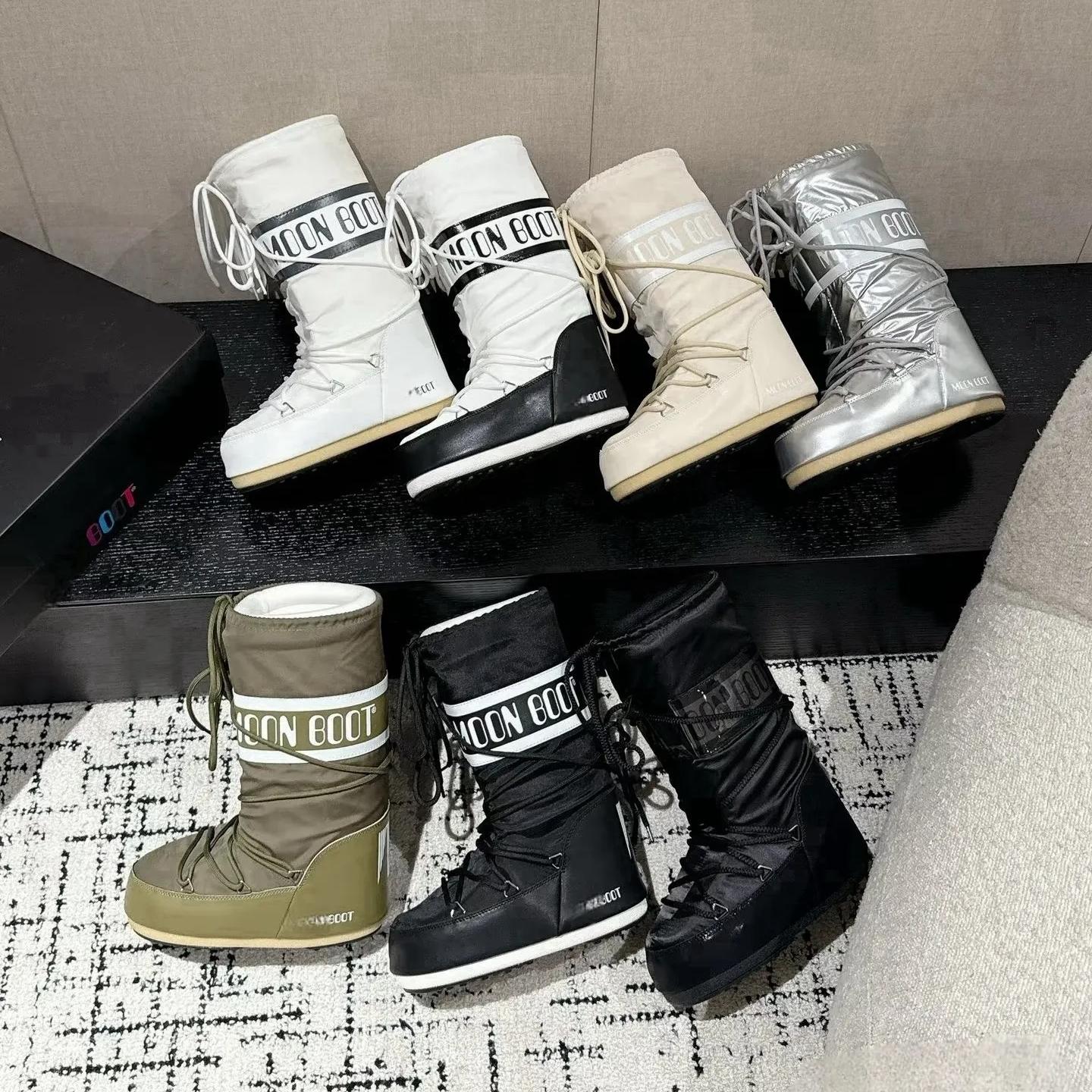 Top Quality Boot Designer Snow Boots Luxury Chunky Black Snow Nylon Moons Knee Boot Womens Platform Boots Winter Warm Knight Booties Casual