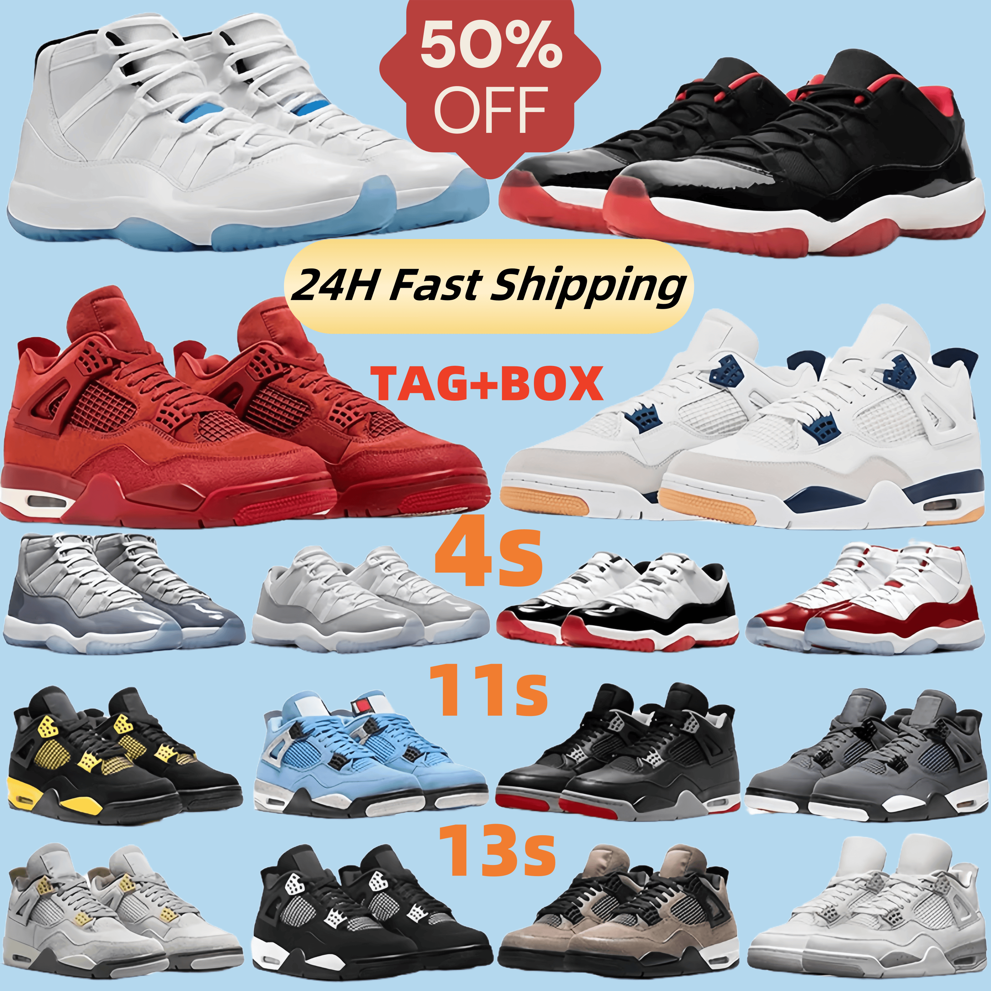 With Box 4 Black Cat Basketball Shoes 11s 11 Cherry Sneakers Thunder 4s Cement Pine Seafoam Midnight Navy Military Oreo Olive Bred Frozen Moments Money 13 13s Trainers