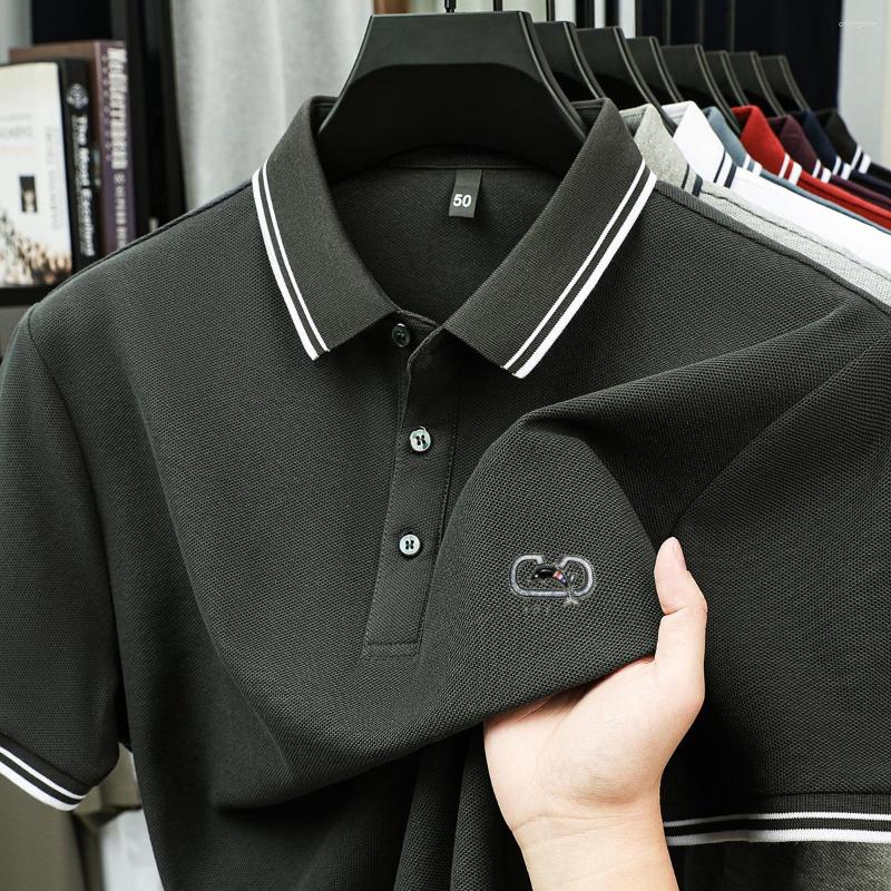 Men's Polos 2025 Short-sleeved Summer Polo Shirt Solid Color Lapel Middle-aged And Young 100 Cotton Casual Top Wear