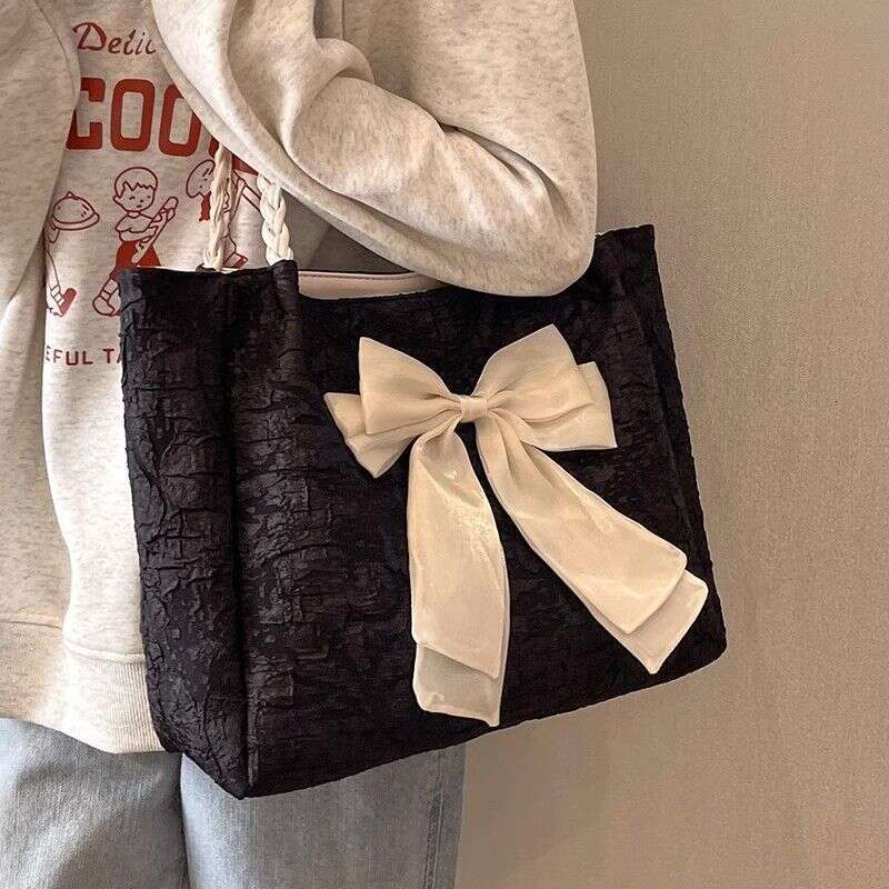 OLOEY Large capacity bowknot for women in 2023, new trendy and sweet shoulder bag, student commuting tote bag