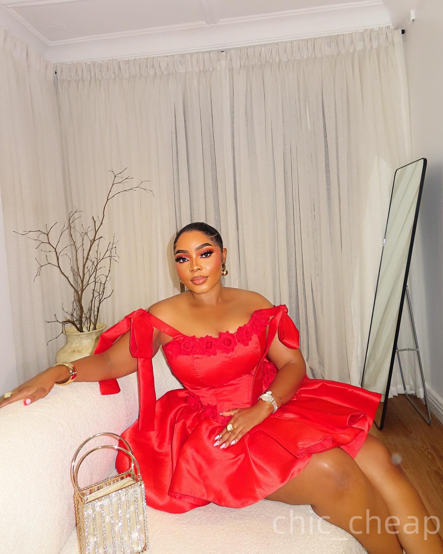 Chic A-line Red Homecoming Dress Flowers Satin Strapless Short Mini Graduation Cocktail Birthday Dresses For Special Occasions Sweetheart Gowns