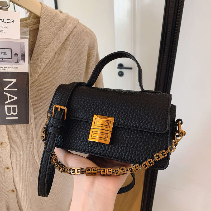 High-End Lychee Pattern for Women 2025 New Designer Trendy Fashion Chain Bags Commuter Small Square Crossbody Bag