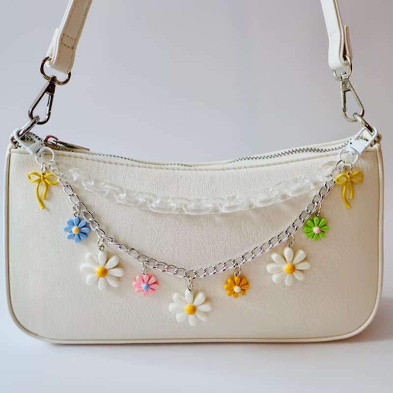 Korean Style Fashion Women's Accessories Daisy Sunflower Pendant Spring Summer Transparent Acrylic Bag Chain