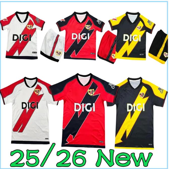new 25 26 Rayo Vallecano Soccer JerseyS home away 2025 2026 ISI DE FRUTOS ALVARO PATHEI. CISS LEJEUNE DE TOMAS football shirt adult kids kits