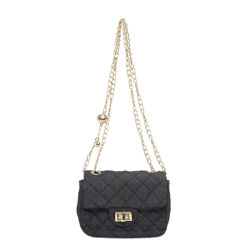 Free shipping designer Textured Stylish Lock Buckle Small Square Bag Wholesale Autumn New Small Chanel Style Denim Fashion Diamond Chain Crossbody Bag