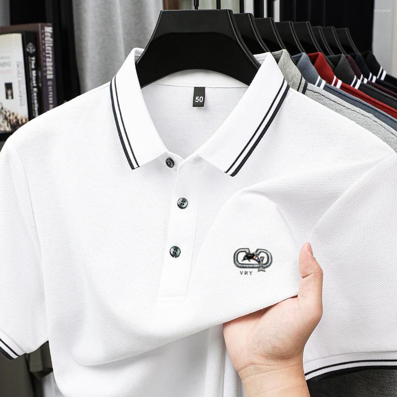 Men's Polos 2025 Short-sleeved Summer Polo Shirt Solid Color Lapel Middle-aged And Young 100 Cotton Casual Top Wear