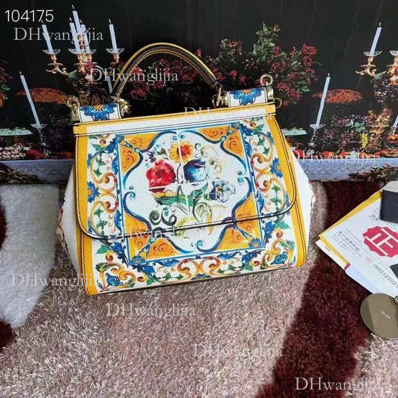 DHGM Genuine Leather Printed designer bag High-end Women's Bag Sicily Single Shoulder Crossbody Handbag Fashionable Satchel