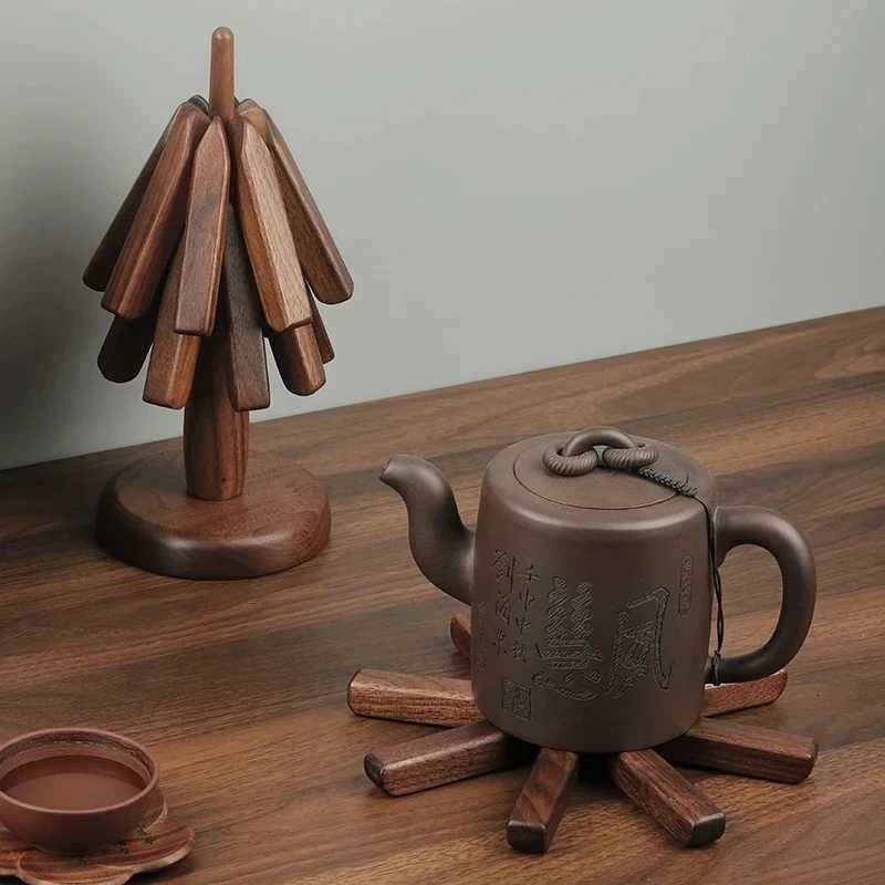 Wooden Trivets For Hot Dishes Insulation Pad Tree Shape Trivet Set Coaster For Teapot Hot Pots Halloween Christmas Gift Y250816