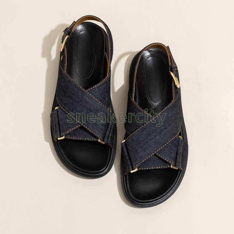 designer sandals summer denim sandal flat heels sandale lightweight breathable fashion ladies sandalen comfortable soft sole daily wear womens shoes