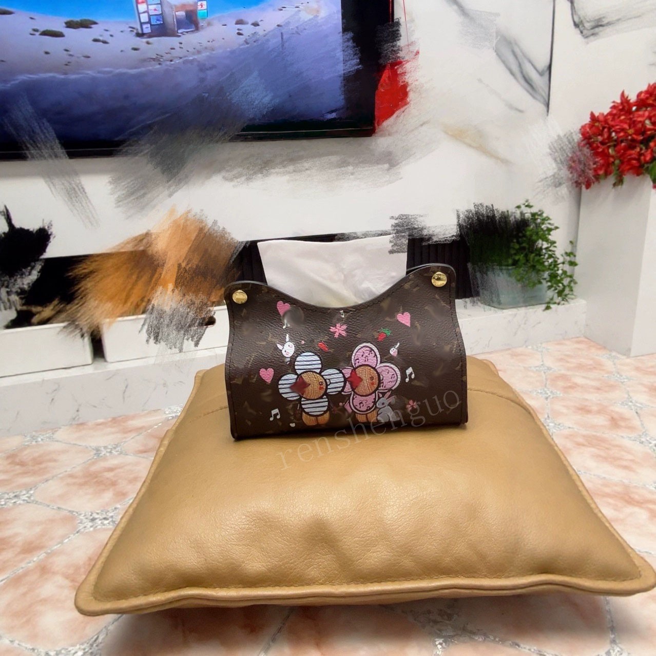 Tissue Boxes Designer Tissue Boxes Cowhide Paper Box Living Room Car Storage Box Home Decoration Festival Party Supplies