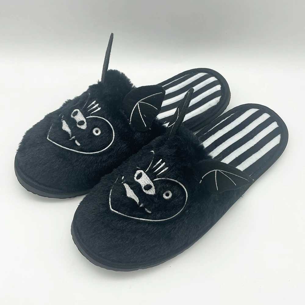 Highland Cow Halloween Bat Plus New Winter Warm Soft House Slippers for Men Indoor He Cotton Shoes for Adults Gift Y250818