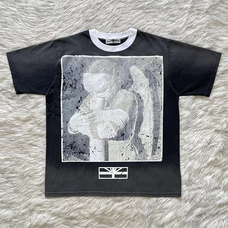 High Quality Cotton Retro Vintage Streetwear Men Tops Tee Graphic T Shirt For Men