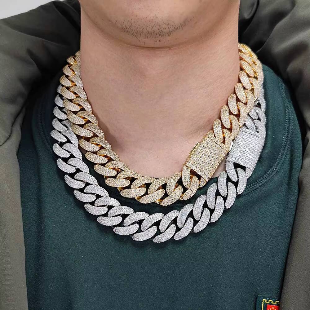 NUOYA 20mm Unisex Diamond Chunky Cuban Link Chain Gold Plated Hip Hop Jewelry Iced Out Cuban Link Chain for Men and Women