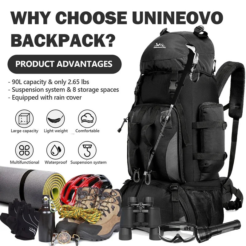 90L Waterproof Hiking Backpack Camping Trekking Rucksack Large Capacity Travel Outdoor Sports Gear Bag for Adventures 250818 - view 6