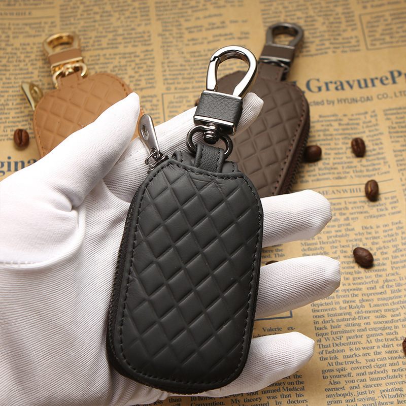 Woven Pattern Genuine Leather Universal Car Key Case Universal Type for Men and Women Car Remote Control Protective Cover Korean Style Personality 250