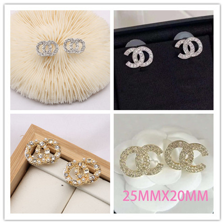 Designer Top Quality Stud Fashion stud earrings woman designer earring multi colors c letter jewelry women diamond Wedding Best gift jewelry