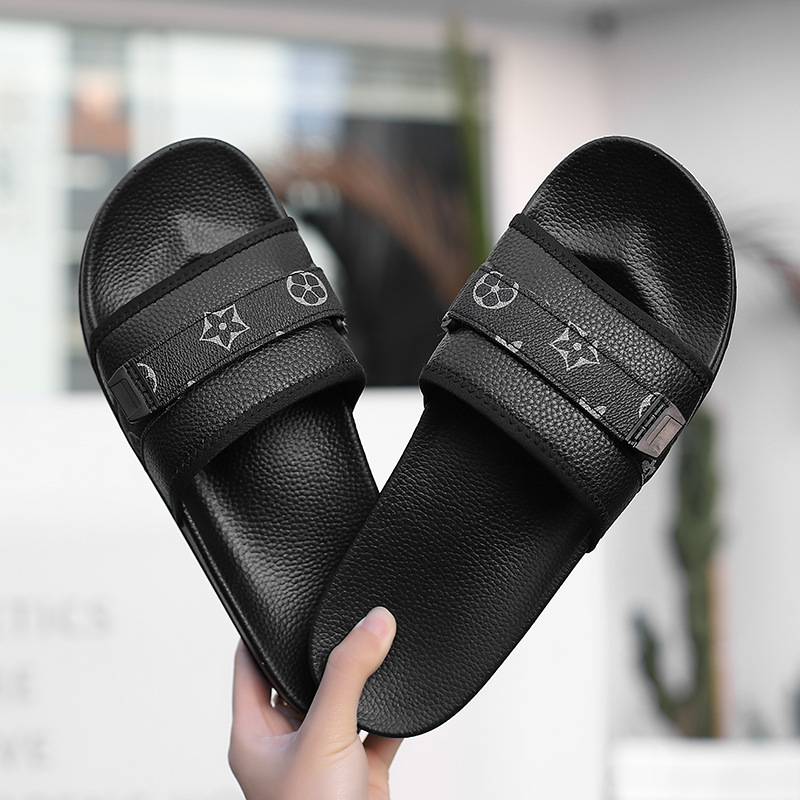 Designer Slippers Men's Wide Width Outdoor Slides - Trendy Summer Beach Sandals for Street Wear - 2025 New Arrivals
