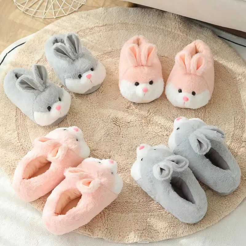 Tsute Tsartun Rabbit Cotton Slippers Pack Gheel Ge Soft Non-slip Verm Breathable Indoor Plush Shoes Y250818