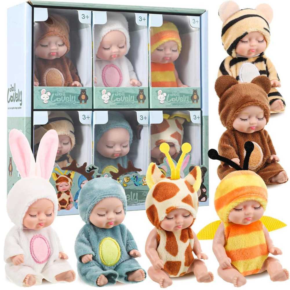 6Pcs Reborn Doll Kit Toy Simulation Princess Dolls Toy Mini Cute Sleeping Baby with Clothes Accessories Birthday Gift for Kids Z250818