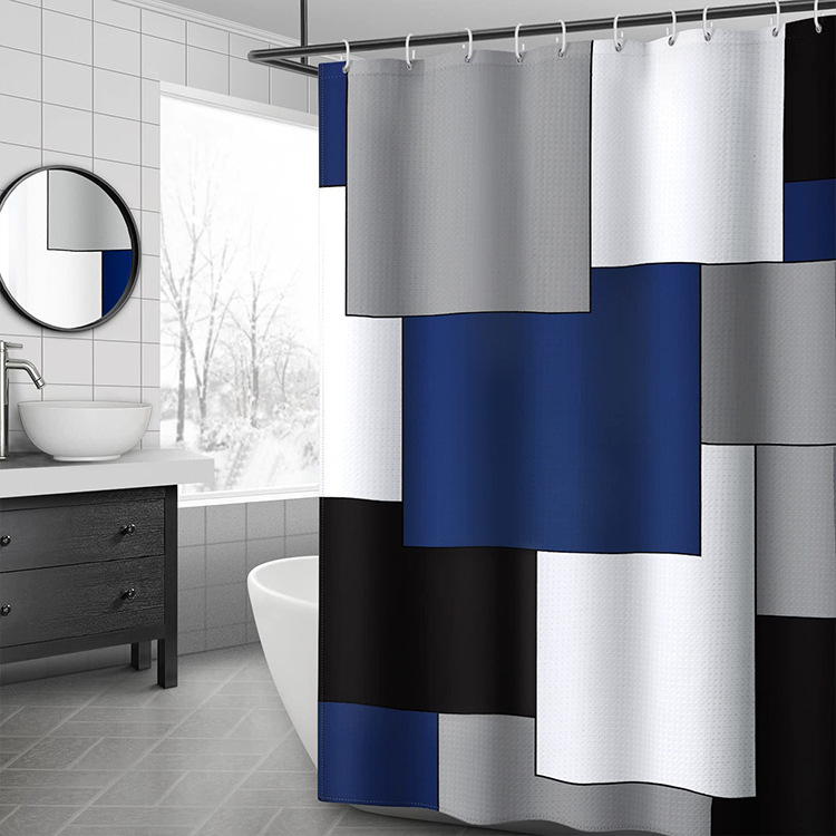 YL-37030 Manufacturer Spot Digital Printed Fabric Shower Curtain Waterproof Thickened Bathroom Partition Curtain with Hook
